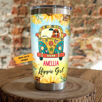 Personalized Hippie Girl Sunflower Steel Tumbler JN184 95O53 thumb 1