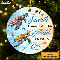 Personalized Couple Turtle Christmas Circle Ornament 30058 thumb 1