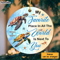 Personalized Couple Turtle Christmas Circle Ornament 30058 thumb 1