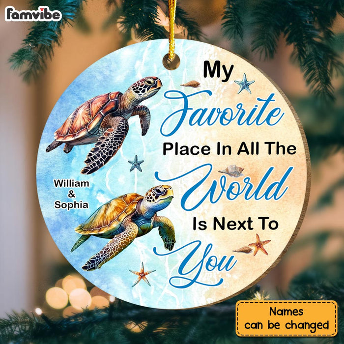 Personalized Couple Turtle Christmas Circle Ornament 30058 1