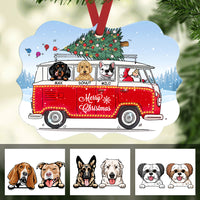 Personalized Red Truck Dog Christmas  MDF Ornament NB43 85O47 thumb 1