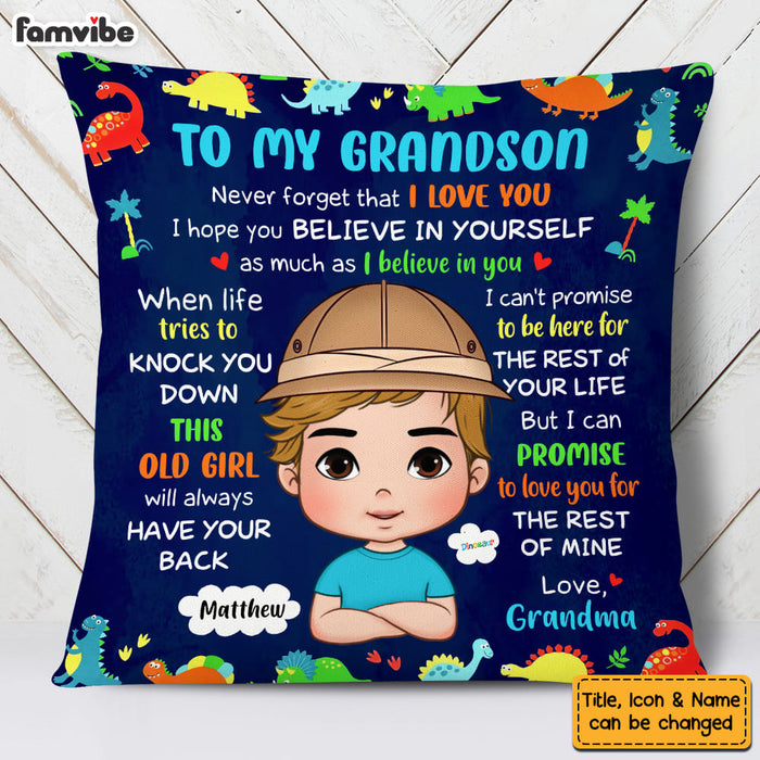Personalized Gift For Grandson Never Forget I Love You Dinosaur Pillow 30744 1