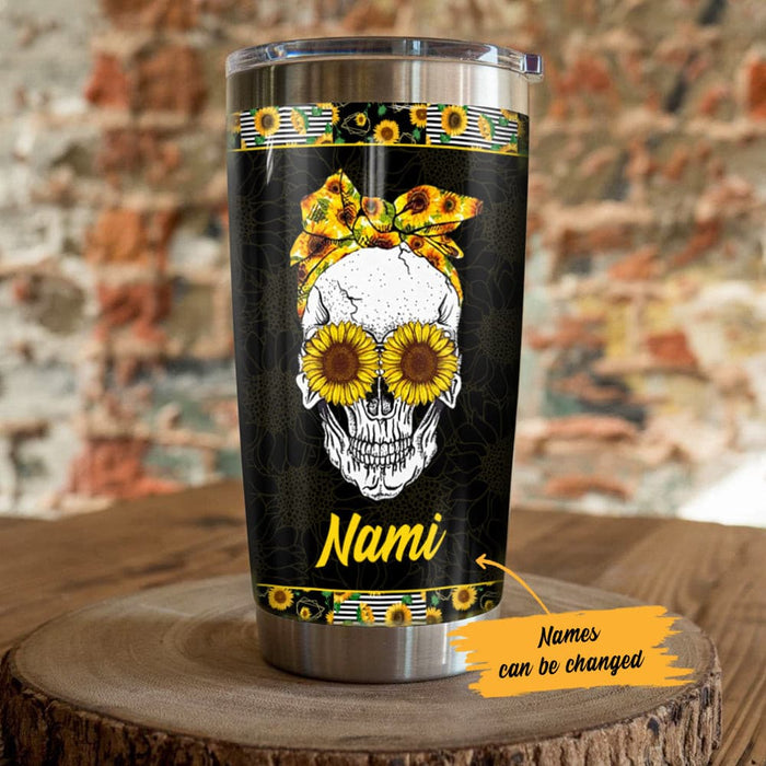 Personalized Sunflower Skull Steel Tumbler JN182 73O36 1