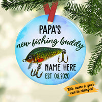 Personalized Grandpa New Fishing Buddy  Circle Ornament DB11 65O36 thumb 1