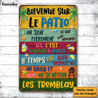 Personalized Gift for Family French Bievenue Sur Le Patio Metal Sign 26215 thumb 1
