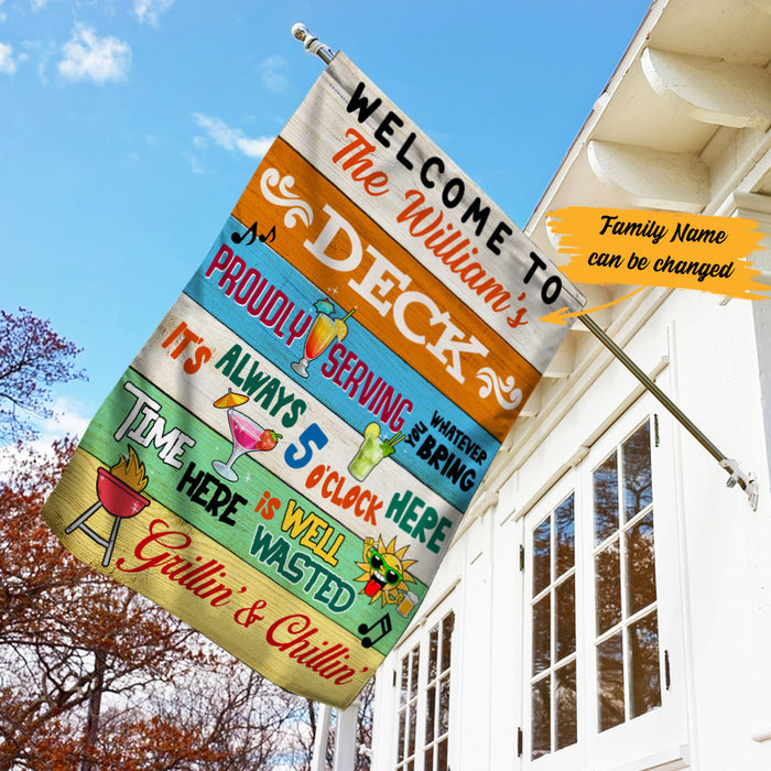 Personalized Deck Gardening Grilling And Chilling Flag AG131 30O53 1