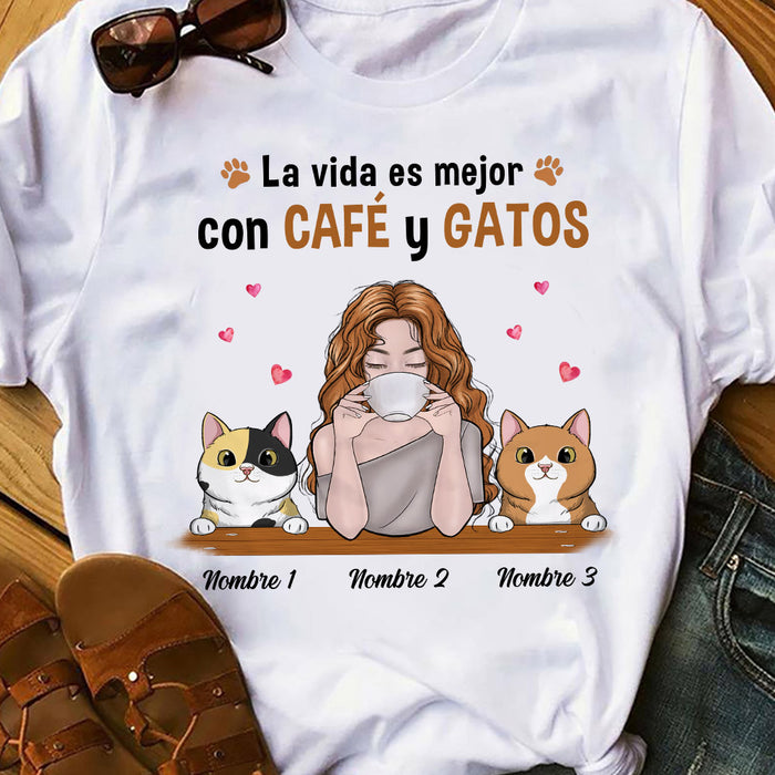Personalized Cat Mom Spanish Mamá Gato T Shirt AP163 26O53 1