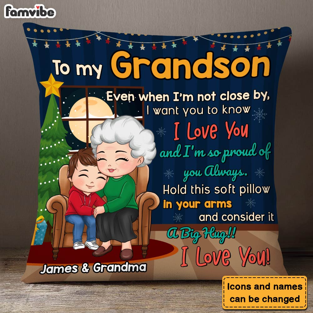 Personalized Gift For Grandson Grandma Hugging Pillow 30513 Primary Mockup