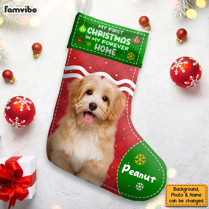 Personalized My First Christmas In My Forever Home Dog Lover Stocking 30219 1