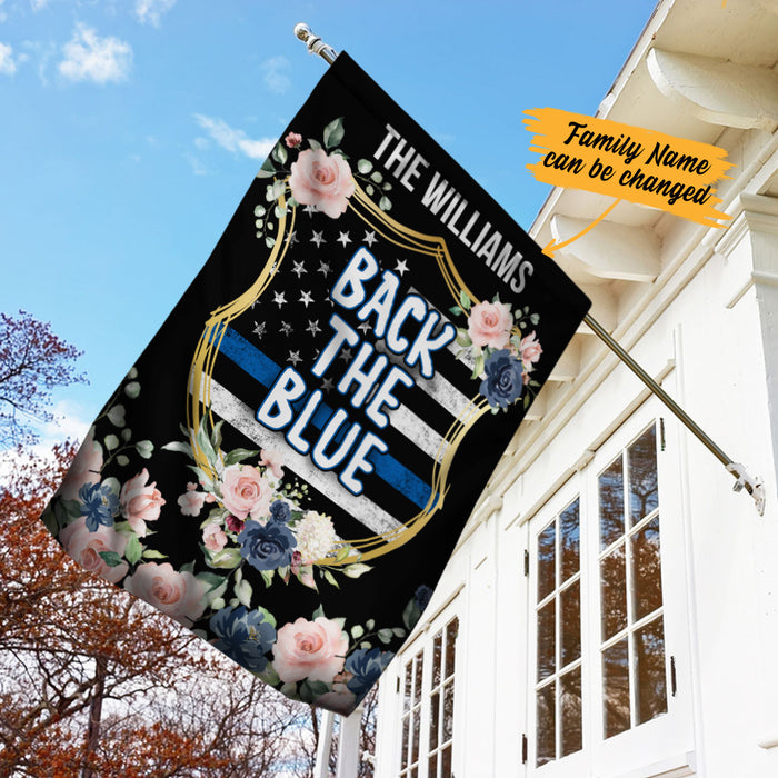 Personalized Back The Blue Police House Flag JL101 65O34 1