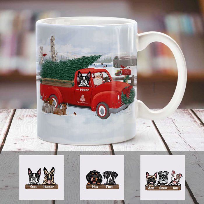 Personalized Dog Red Truck Christmas Mug OB132 87O58 1
