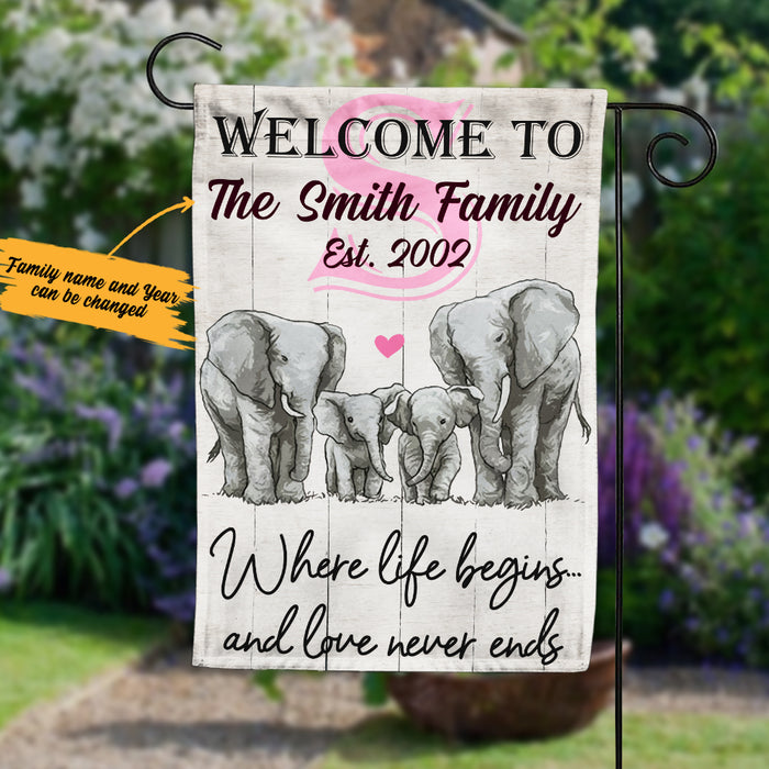 Personalized Elephant Family Flag AG211 85O36 1