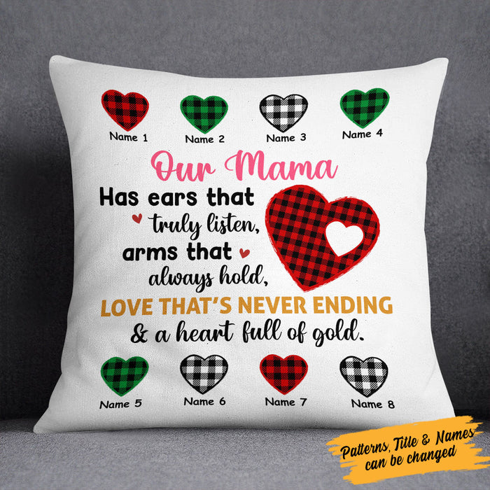 Personalized Hearts For Mom Grandma Pillow MR301 65O58 (Insert Included) 1