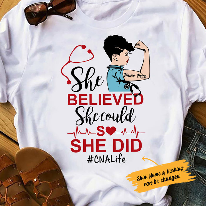 Personalized Nurse Woman She Believe She Could T Shirt MR51 95O53 1
