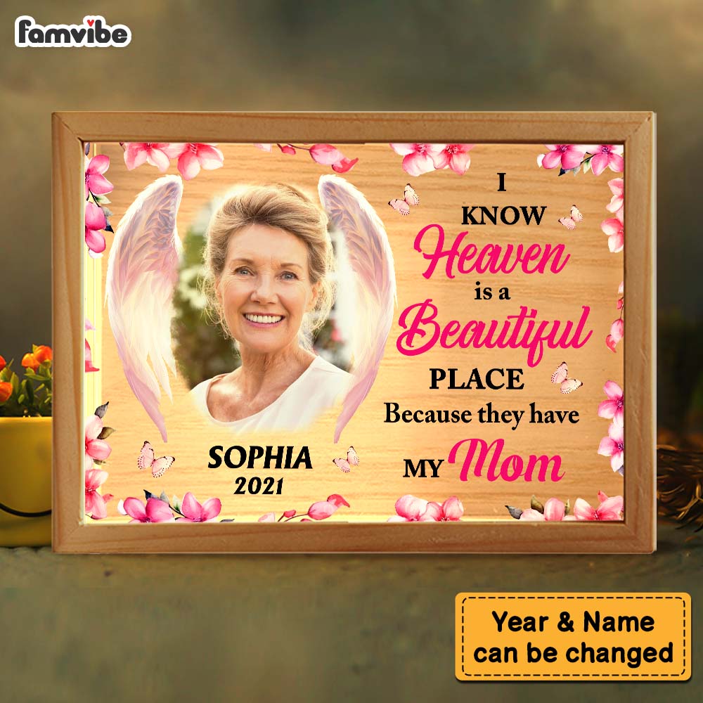 Personalized Heaven Is A Beautiful Place Memorial Loss Of Mom Picture Frame Light Box 31548 Primary Mockup