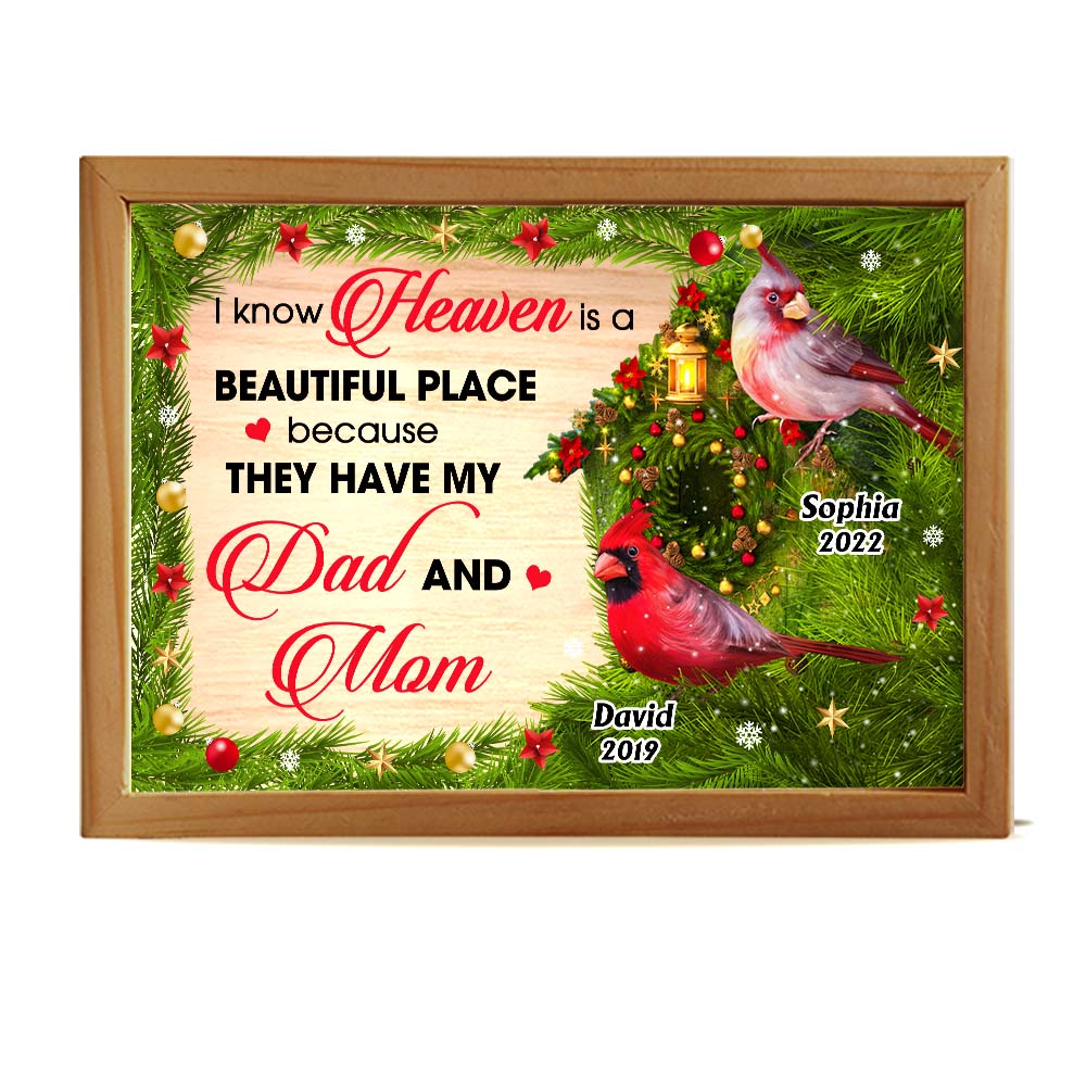 Personalized Gift Heaven Is A Beautiful Place Loss Of Mom Dad Memorial Picture Frame Light Box 31543 Primary Mockup