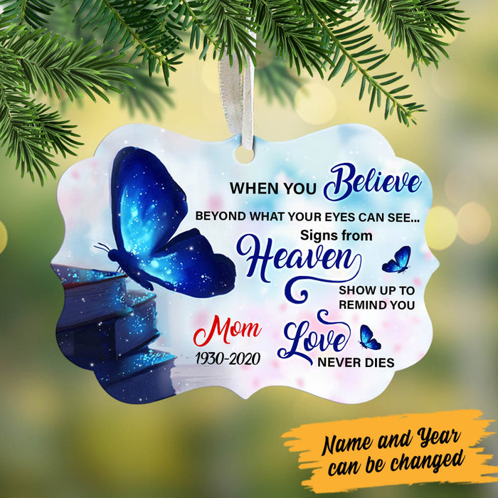 Personalized Butterfly Memorial Mom Dad MDF Benelux Ornament NB102 30O60 1