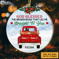 Personalized Love Couple Red Truck Christmas Circle Ornament OB171 87O47 thumb 1