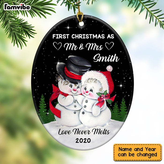 Personalized First Christmas Snowman Couple  Ornament OB21 85O47 1