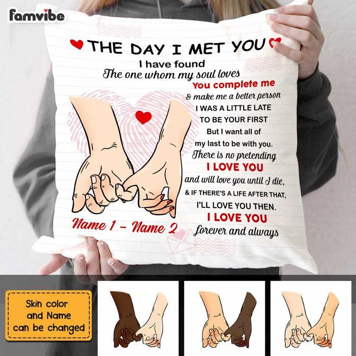 Personalized Couple The Day I Meet You Pillow MR31 67O47 1