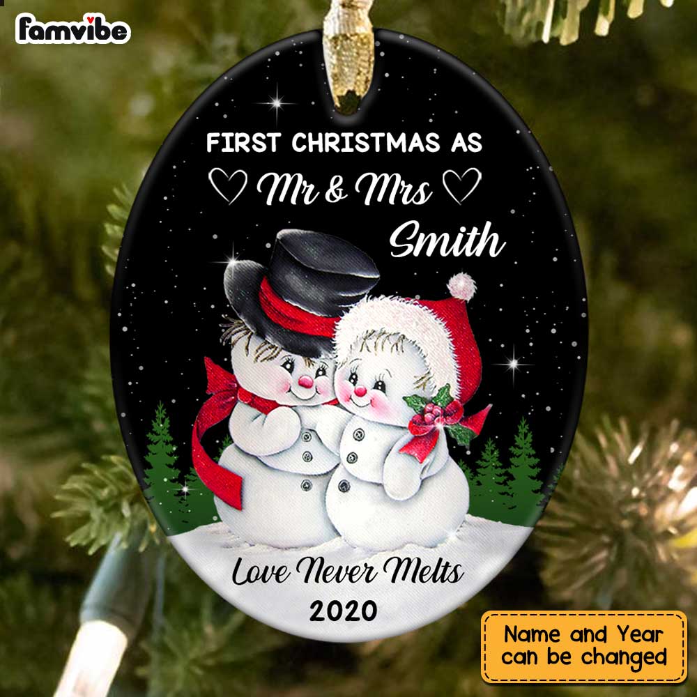 Personalized First Christmas Snowman Couple  Ornament OB21 85O47