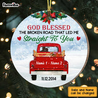 Personalized Love Couple Red Truck Christmas Circle Ornament OB171 87O47 thumb 1
