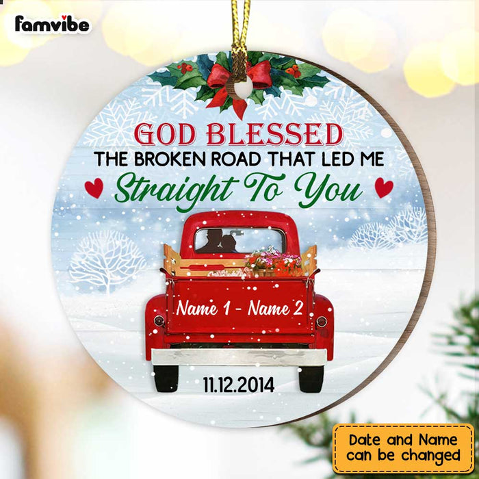 Personalized Love Couple Red Truck Christmas Circle Ornament OB171 87O47 1