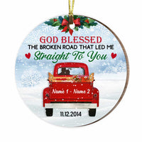 Personalized Love Couple Red Truck Christmas Circle Ornament OB171 87O47 thumb 1