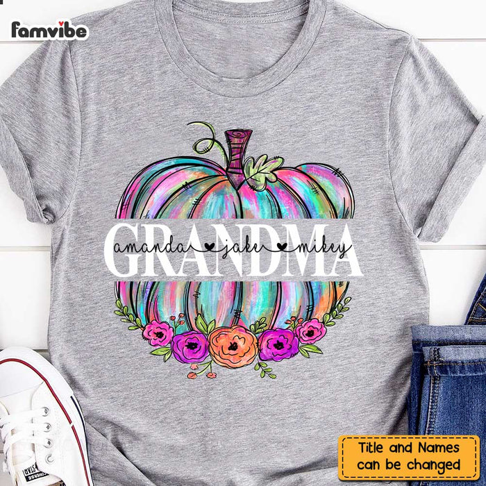 Personalized Grandma Mom Pumpkin Floral T Shirt SB293 81O47 1
