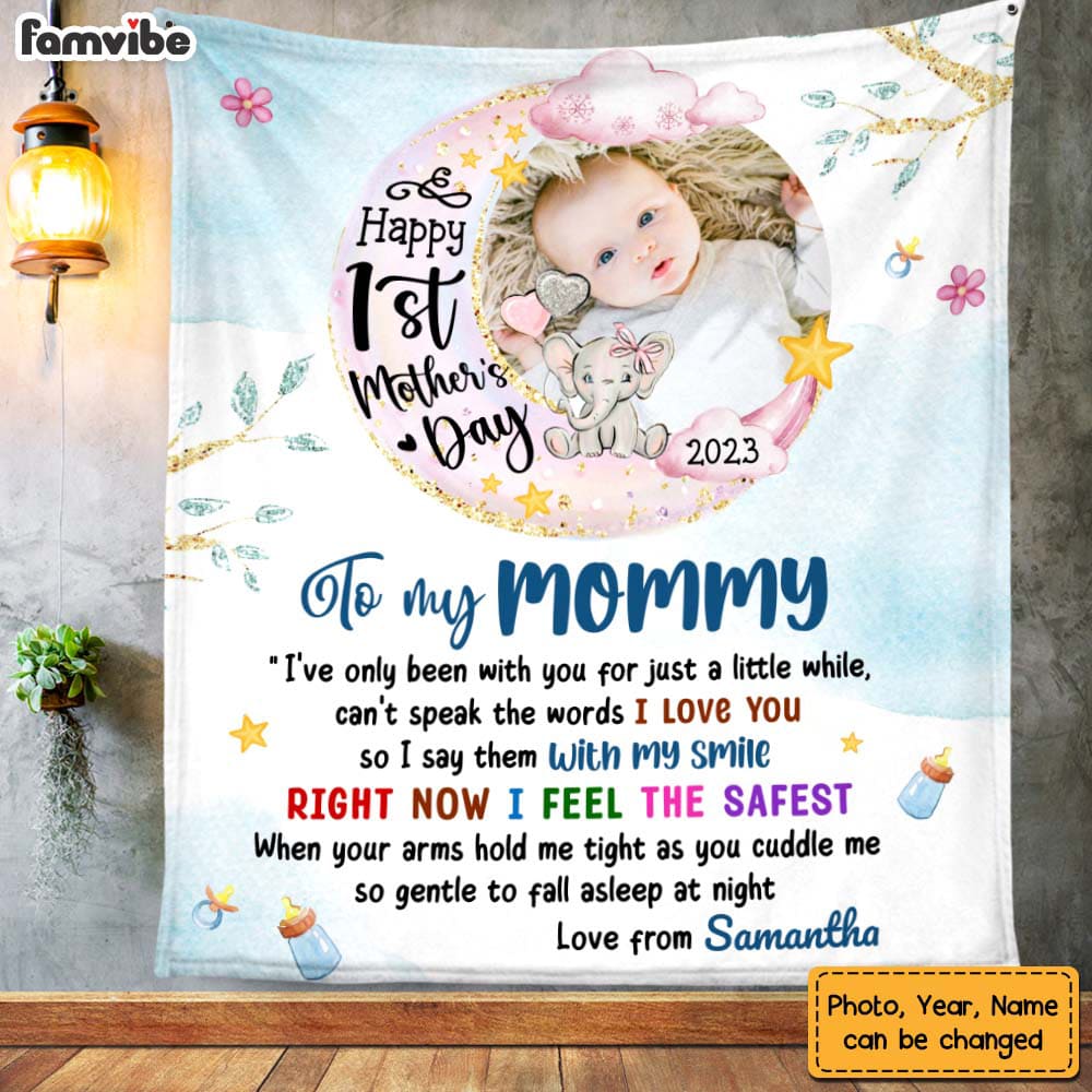Personalized Baby's First Mother's Day Elephant To My Mommy Blanket 23104