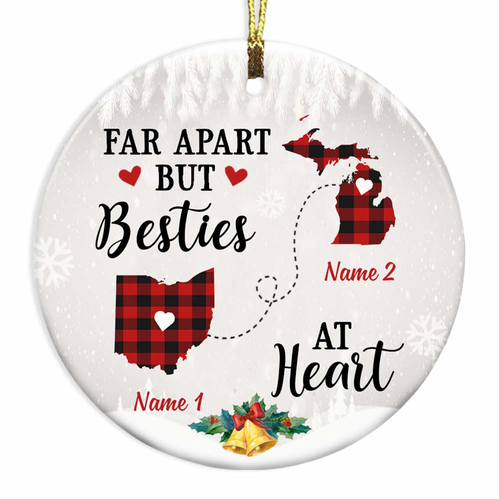 Personalized Besties At Heart Long Distance Ornament SB221 30O47
