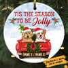 Personalized Dog Red Truck Jolly Christmas Circle Ornament OB121 87O58 1
