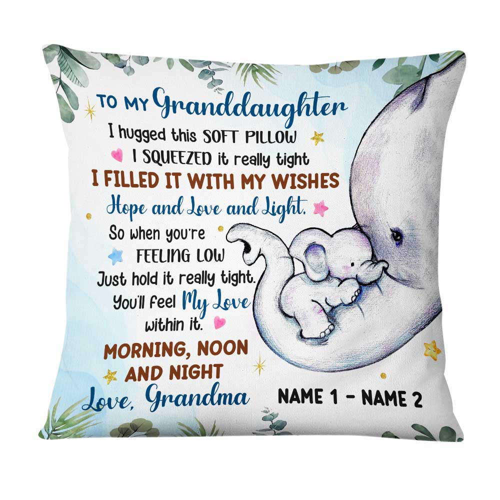 Personalized Granddaughter Elephant Birth Announcement Pillow NB171 24O47
