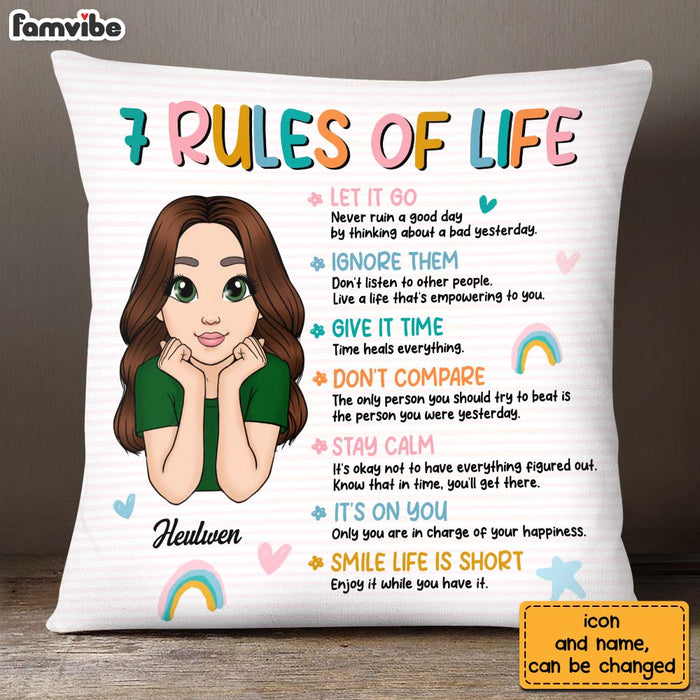Personalized Granddaughter Daughter 7 Rules of Life Reminders Pillow 22849 1