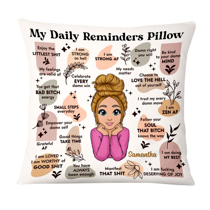 Daily Affirmations Pillow, Self-care Decorative Pillow, Daily