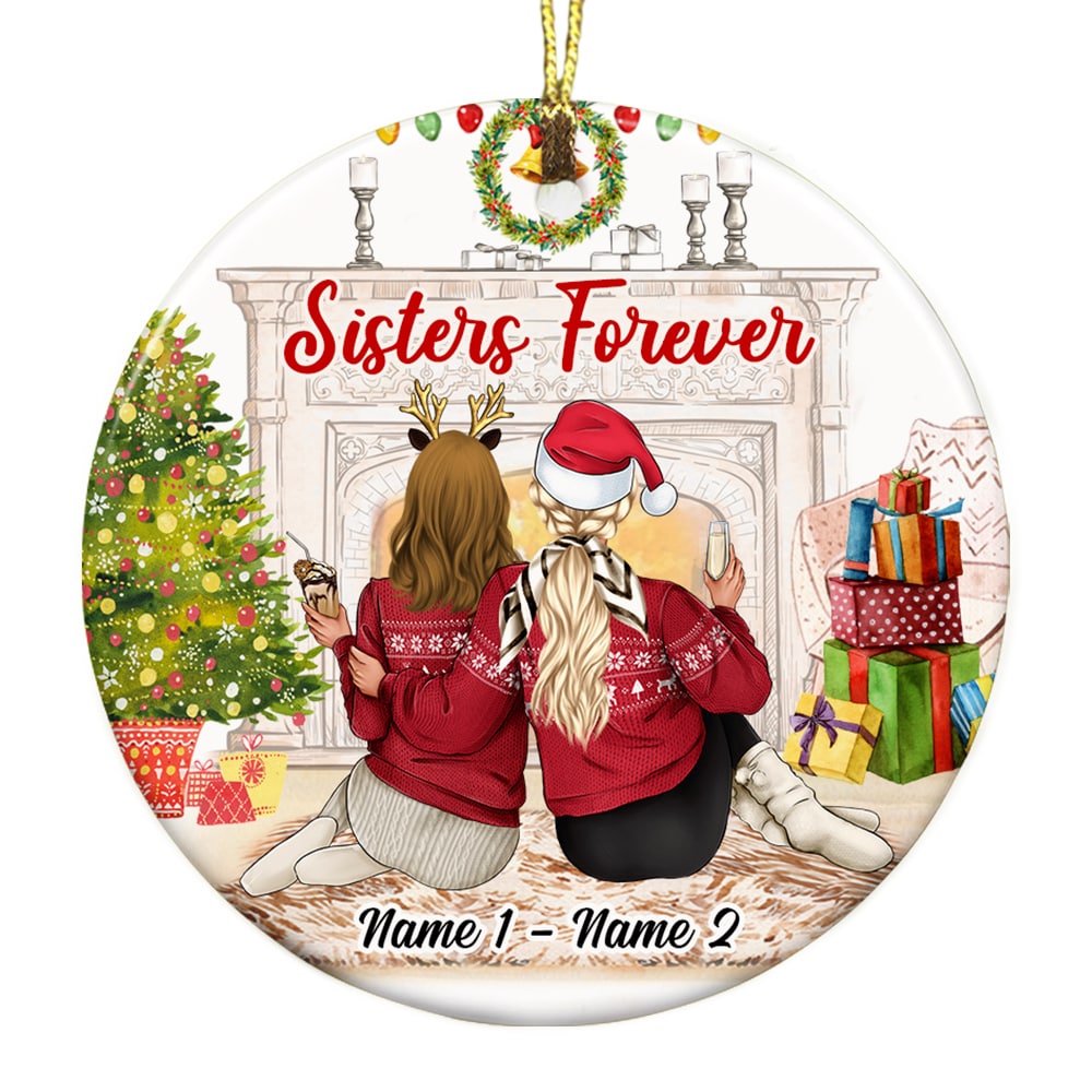 Personalized Christmas Friends Sisters Circle Ornament OB61 24O53