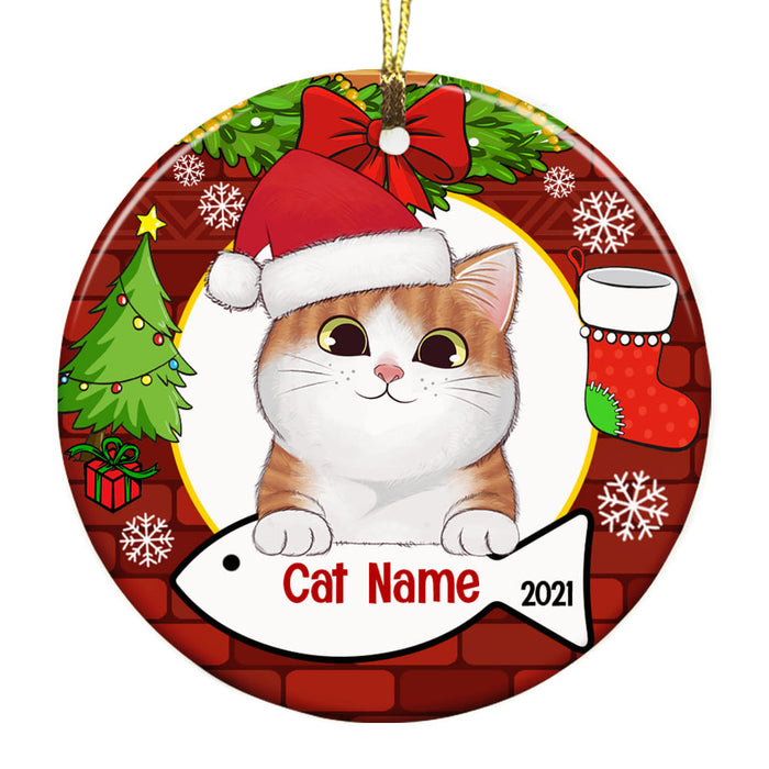 Personalized Cat Wreath Christmas Circle Ornament AG306 87O53 1