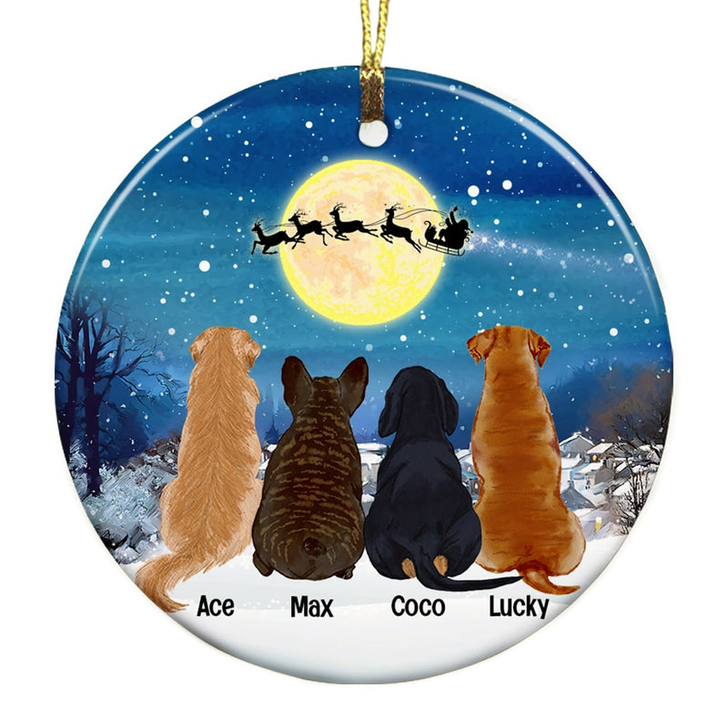 Personalized Dog Christmas Watching Santa Ornament OB263 81O53 - Famvibe