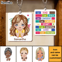 Personalized Gift For Daughter Granddaughter I Am Smart I Am Brave Wood Keychain 24745 thumb 1