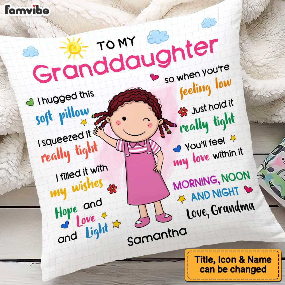 Personalized Gift For Granddaughter Hug This Pillow 23004