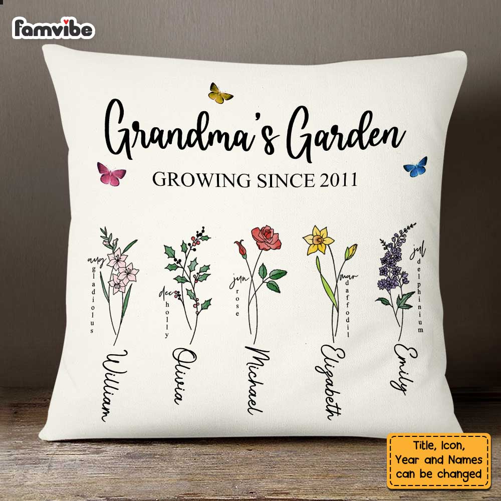 Personalized Grandma Birth Flower Pillow MY101 30O58