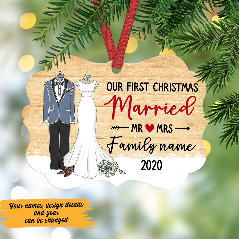 Personalized Our First Christmas Married  MDF Ornament NB31 67O47