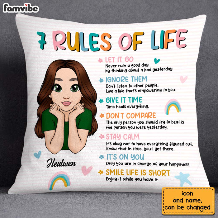 Personalized Granddaughter Daughter 7 Rules of Life Reminders Pillow 22849 1