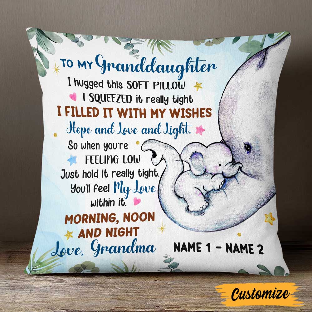 Personalized Granddaughter Elephant Birth Announcement Pillow NB171 24O47