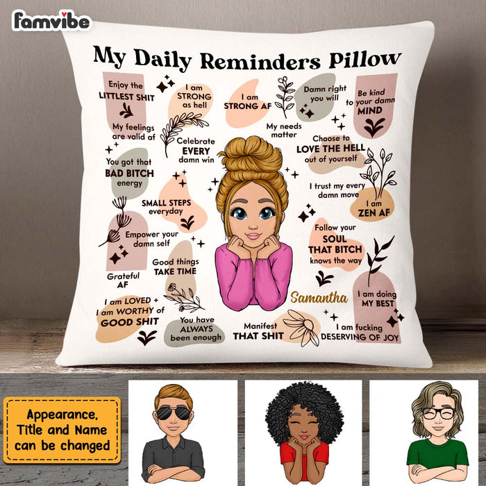 Daily Affirmations Pillow, Self-care Decorative Pillow, Daily