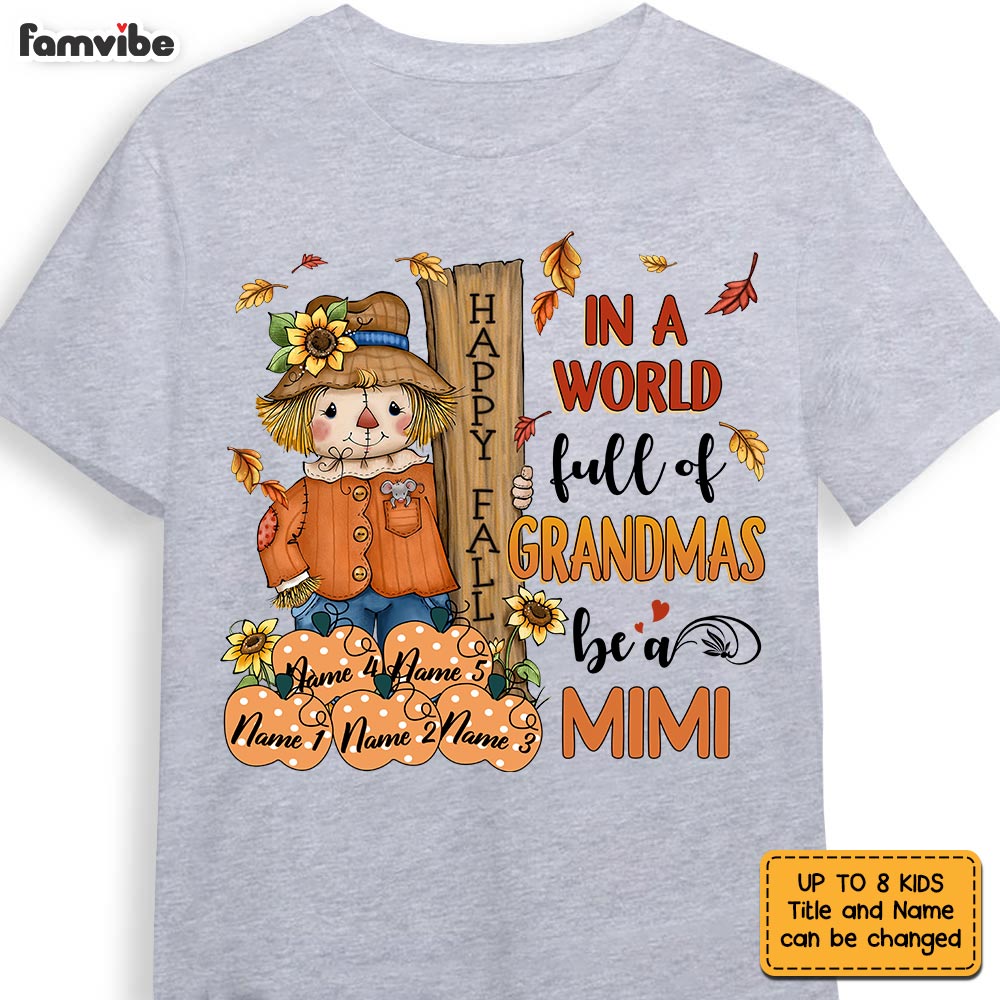 Personalized Grandma Fall Scarecrow T Shirt JL292 30O36