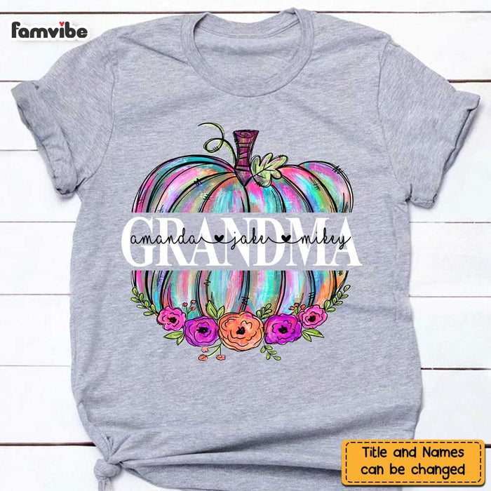 Personalized Grandma Mom Pumpkin Floral T Shirt SB293 81O47 1