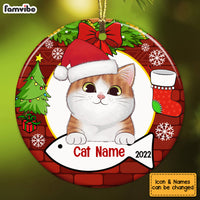 Personalized Cat Wreath Christmas Circle Ornament AG306 87O53 thumb 1