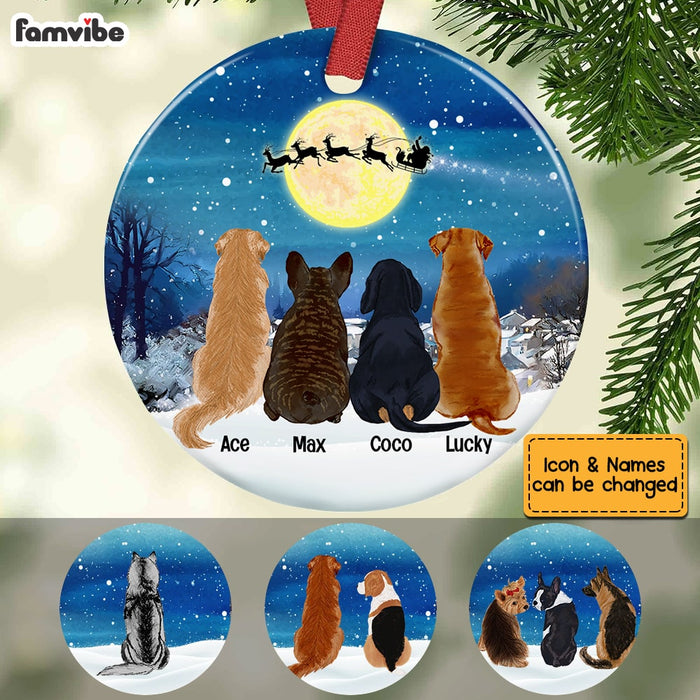 Personalized Dog Christmas Watching Santa  Ornament OB263 81O53 1