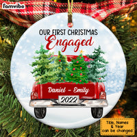 Personalized Couple First Christmas Red Truck Circle Ornament SB61 81O53 thumb 1